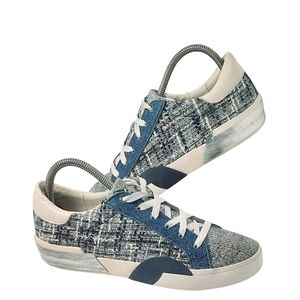 Dolce Vita Zina Blue Woven Tweed Sneakers Women's Size 7.5